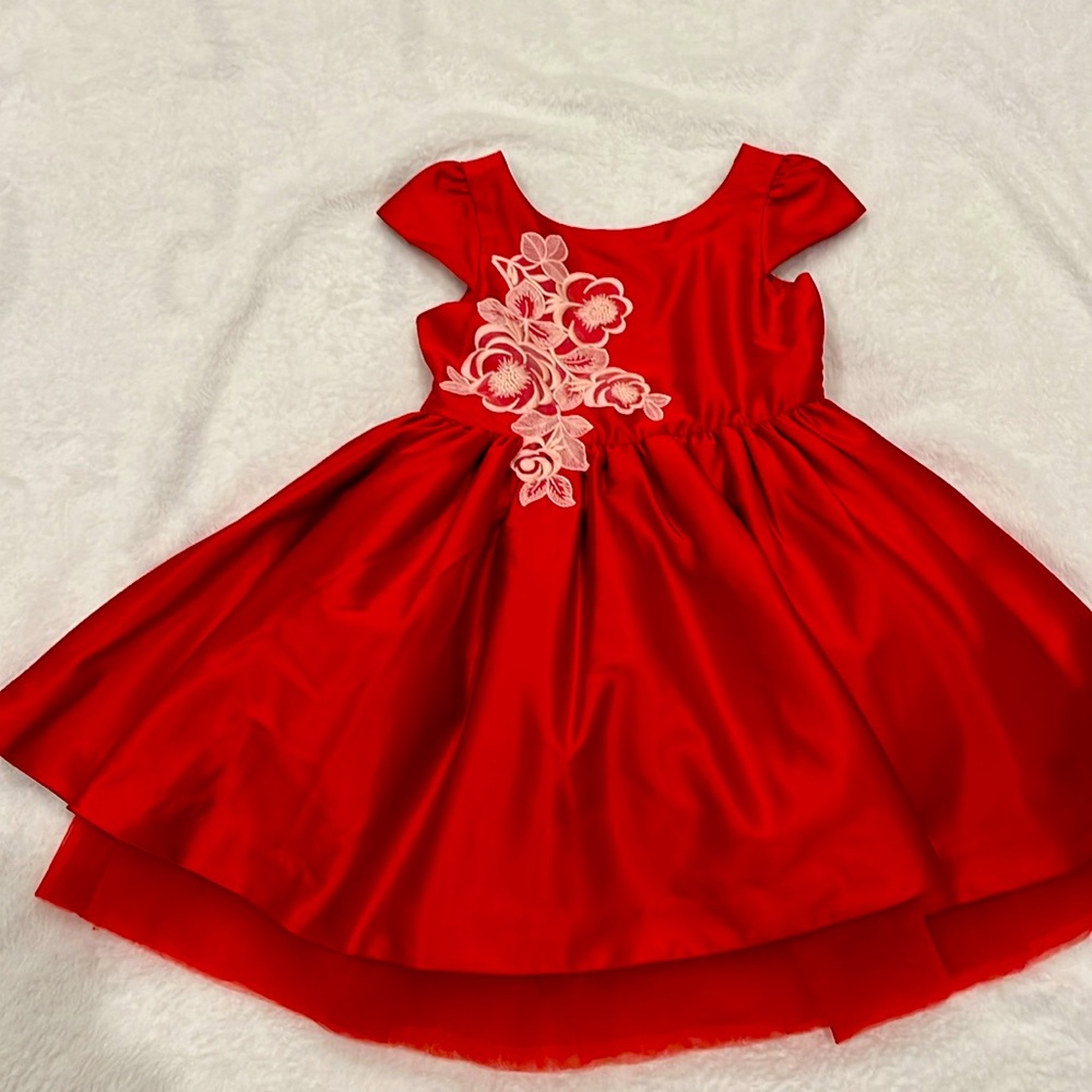 Flower Applique Satin Dress